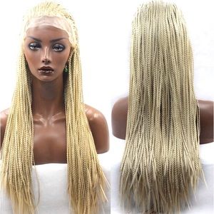 Long micro Africa braided lace front synthetic wig